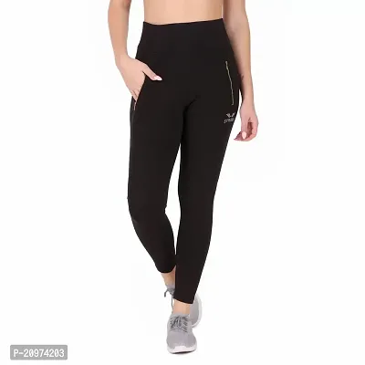 STYLESO Solid Yoga Pants for Women High Waisted Stretchable Workout Jeggings with Pockets. Black-thumb0