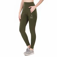 STYLESO Solid Yoga Pants for Women High Waisted Stretchable Workout Jeggings with Pockets. (3XL, Olive)-thumb2