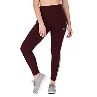 STYLESO Women's Jegging Multi Strip High Waisted Stretchable Workout Side Strip. Wine-thumb2