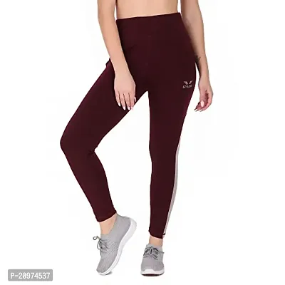 STYLESO Women's Jegging Multi Strip High Waisted Stretchable Workout Side Strip. Wine-thumb3