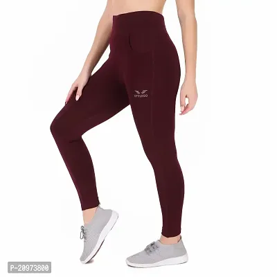 STYLESO Slim Fit Solid Ankle Length Stretchable Pant| High Waist Jeggings for Women/Girls Witgh Pockets Wine-thumb4