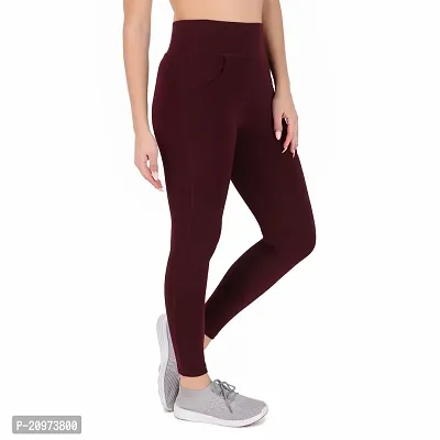 STYLESO Slim Fit Solid Ankle Length Stretchable Pant| High Waist Jeggings for Women/Girls Witgh Pockets Wine-thumb5