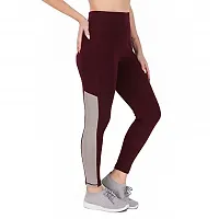 STYLESO Women's Jegging Multi Strip High Waisted Stretchable Workout Side Strip. Wine-thumb4