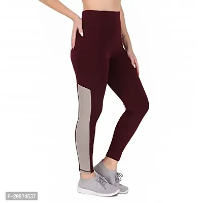 STYLESO Women's Jegging Multi Strip High Waisted Stretchable Workout Side Strip. Wine-thumb5