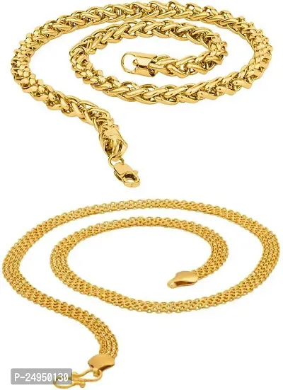 Alluring Golden Alloy Chain For Men Pack Of 2