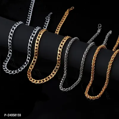 Alluring Multicoloured Alloy Chain For Men Pack Of 4-thumb0