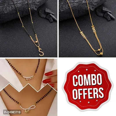 Stylish Brass Golden Mangalsutra For Women Pack Of 4-thumb0