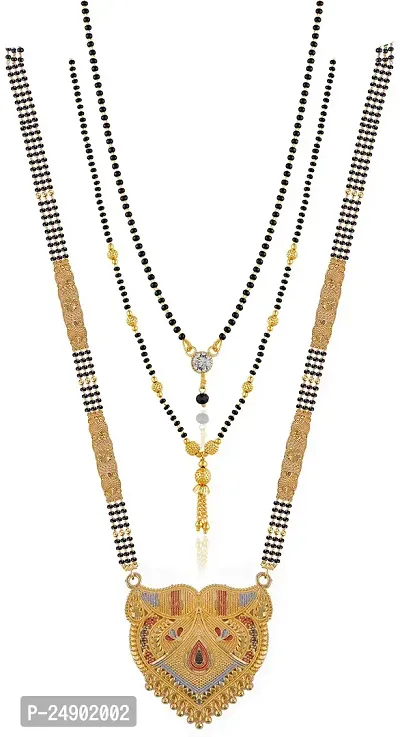 Stylish Brass Golden Mangalsutra For Women Pack Of 3