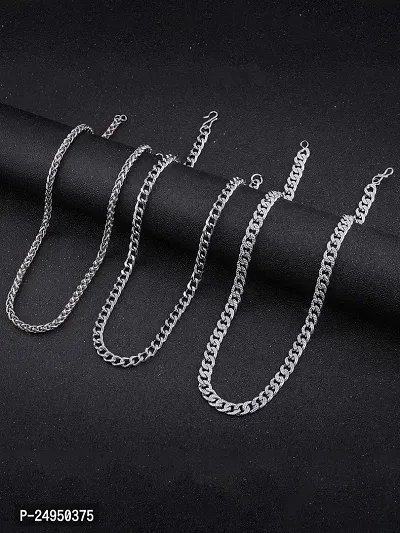 Alluring Silver Alloy Chain For Men Pack Of 3