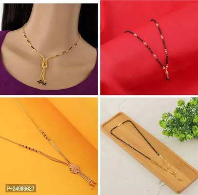 Stylish Brass Multicoloured Mangalsutra For Women Pack Of 4