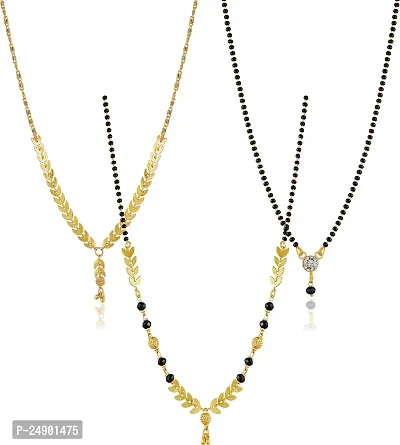 Stylish Brass Golden Mangalsutra For Women Pack Of 3