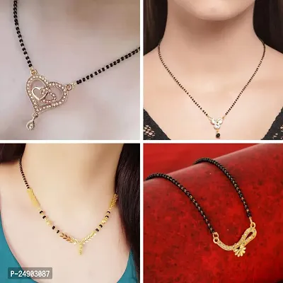 Stylish Brass Golden Mangalsutra For Women Pack Of 4