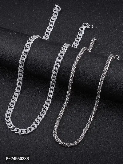 Alluring Silver Brass Chain For Men Pack Of 2