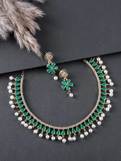 Trendy Brass Necklace with Earring for Women