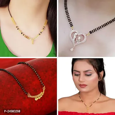 Stylish Brass Golden Mangalsutra For Women Pack Of 4