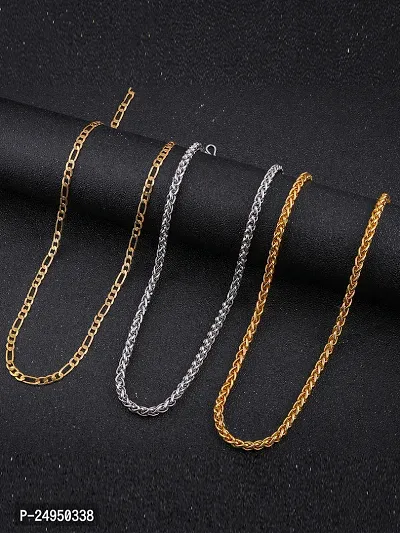 Alluring Multicoloured Brass Chain For Men Pack Of 3