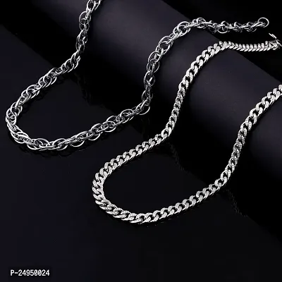 Alluring Silver Alloy Chain For Men Pack Of 2