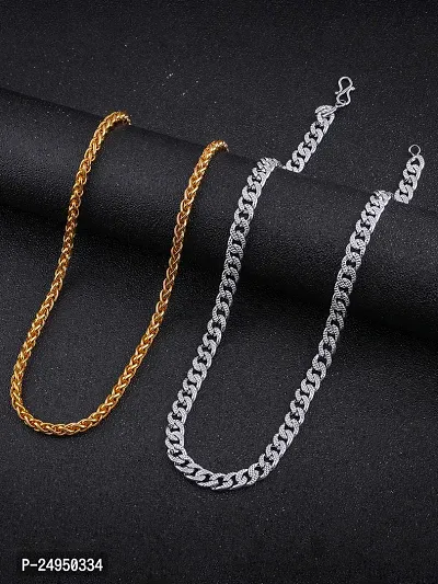 Alluring Multicoloured Brass Chain For Men Pack Of 2