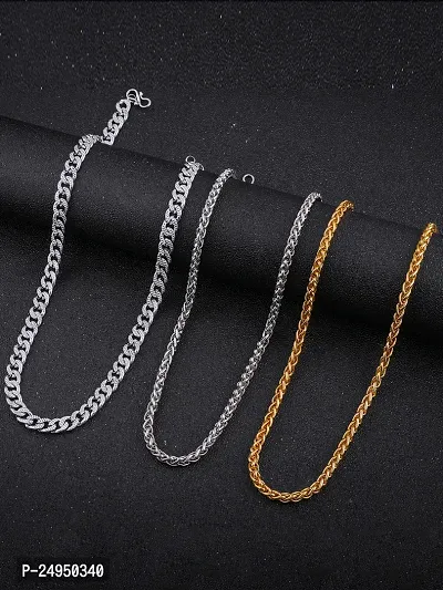 Alluring Multicoloured Brass Chain For Men Pack Of 3