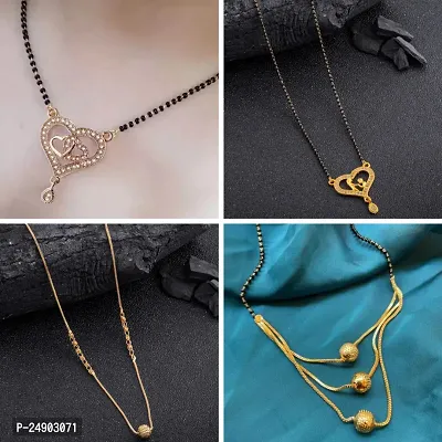 Stylish Brass Golden Mangalsutra For Women Pack Of 4