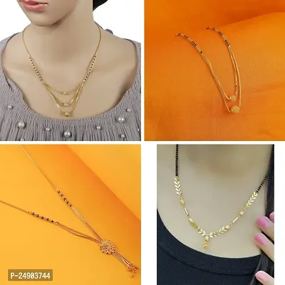 Stylish Brass Golden Mangalsutra For Women Pack Of 4