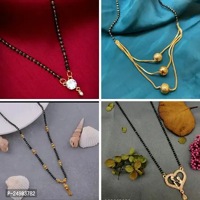 Stylish Brass Golden Mangalsutra For Women Pack Of 4