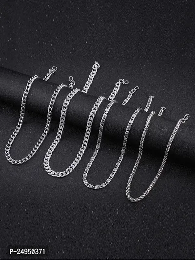 Alluring Silver Alloy Chain For Men Pack Of 4-thumb0