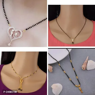 Stylish Brass Golden Mangalsutra For Women Pack Of 4