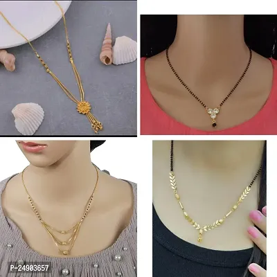 Stylish Brass Golden Mangalsutra For Women Pack Of 4-thumb0