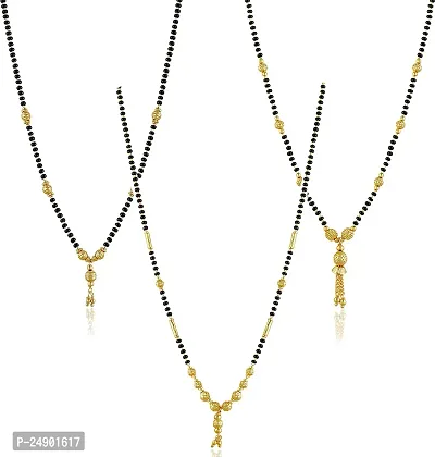 Stylish Brass Golden Mangalsutra For Women Pack Of 3