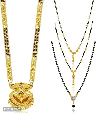 Stylish Brass Golden Mangalsutra For Women Pack Of 4