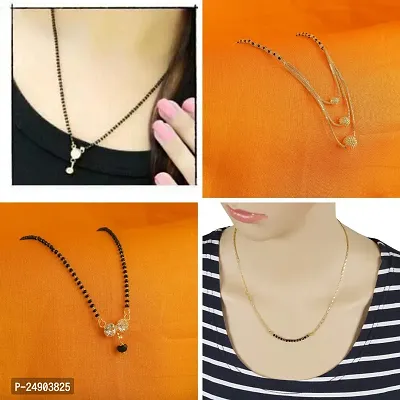 Stylish Brass Golden Mangalsutra For Women Pack Of 4-thumb0