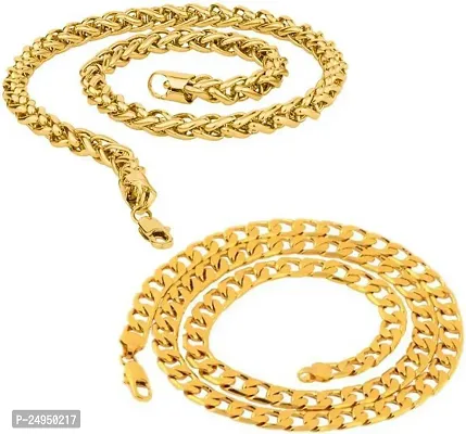 Alluring Golden Alloy Chain For Men Pack Of 2-thumb0