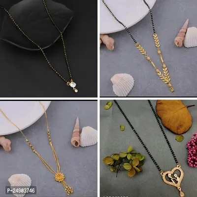 Stylish Brass Golden Mangalsutra For Women Pack Of 4-thumb0