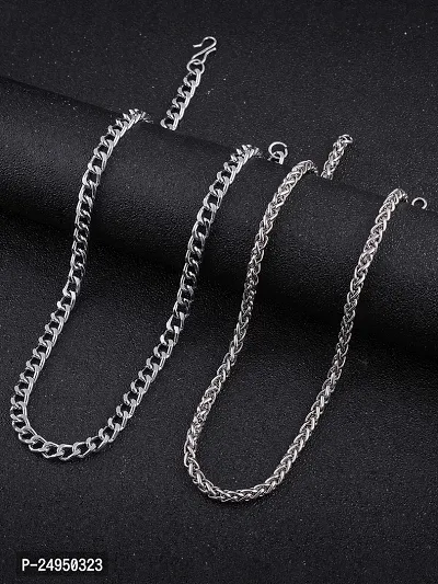 Alluring Silver Brass Chain For Men Pack Of 2-thumb0