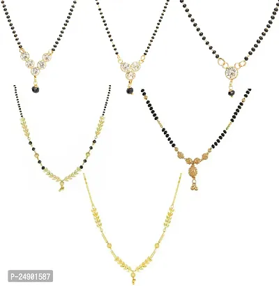 Stylish Brass Multicoloured Mangalsutra For Women Pack Of 6-thumb0