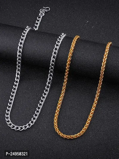 Alluring Multicoloured Brass Chain For Men Pack Of 2