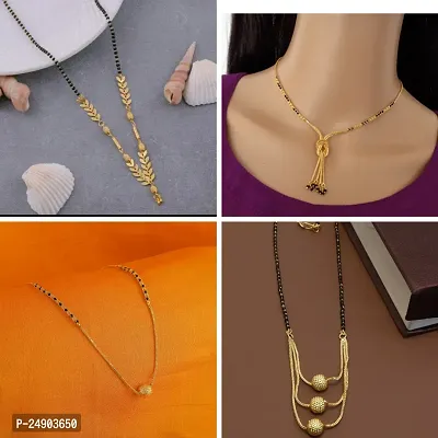 Stylish Brass Golden Mangalsutra For Women Pack Of 4