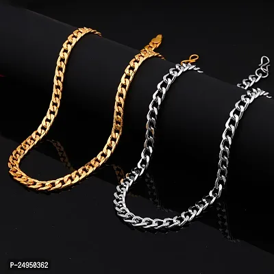 Alluring Multicoloured Alloy Chain For Men Pack Of 2