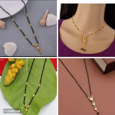 Stylish Brass Golden Mangalsutra For Women Pack Of 4-thumb0