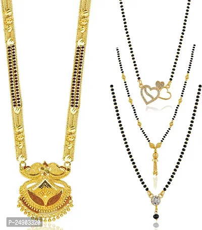 Stylish Brass Golden Mangalsutra For Women Pack Of 4-thumb0