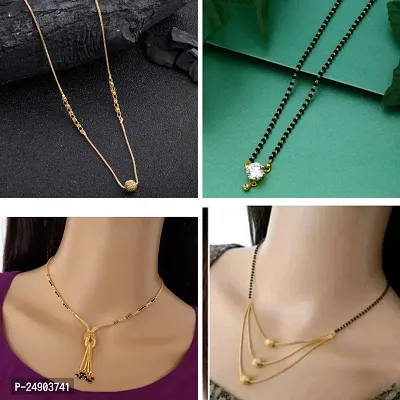 Stylish Brass Golden Mangalsutra For Women Pack Of 4-thumb0