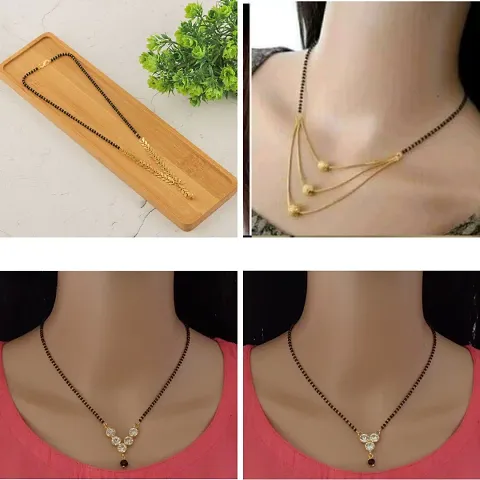 Pack Of 4 Stylish Brass Golden Mangalsutra For Women