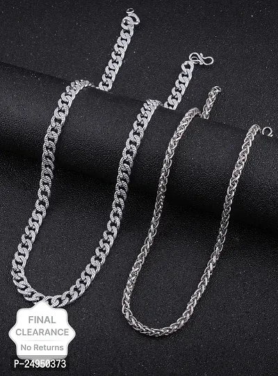 Alluring Silver Alloy Chain For Men Pack Of 2-thumb0