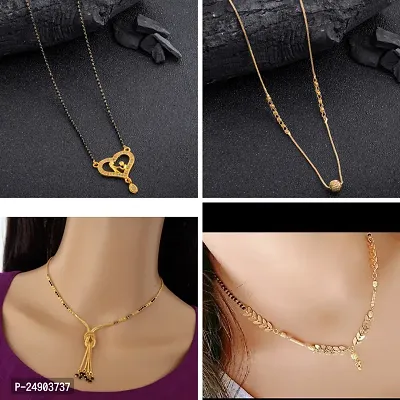 Stylish Brass Golden Mangalsutra For Women Pack Of 4-thumb0