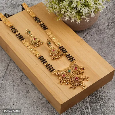Stylish Fancy Designer Brass Pack Of 1 Mangalsutra With 1 Pair Earrings Jewellery Set For Women-thumb0