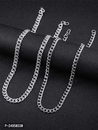 Alluring Silver Brass Chain For Men Pack Of 2-thumb0