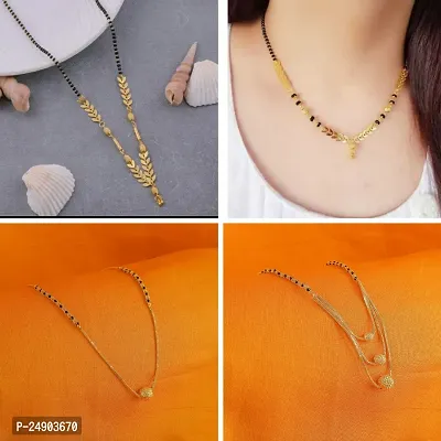 Stylish Brass Golden Mangalsutra For Women Pack Of 4-thumb0