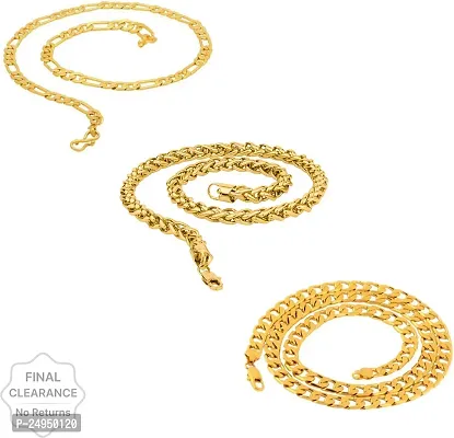 Alluring Golden Alloy Chain For Men Pack Of 3-thumb0