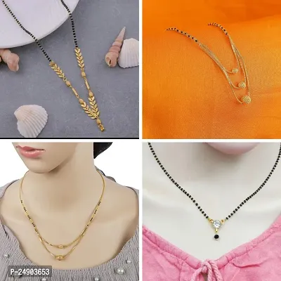 Stylish Brass Golden Mangalsutra For Women Pack Of 4